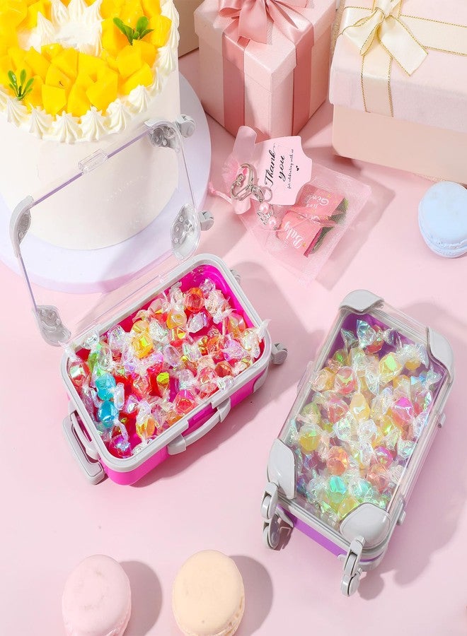 AojSup 6 Pack Mini Suitcase Party Favor Box - Colorful Mini Plastic Suitcases for Party Favors with Clear Lid, Retractable Handle & Rolling Wheels for Travel Theme Decorations - Image 4